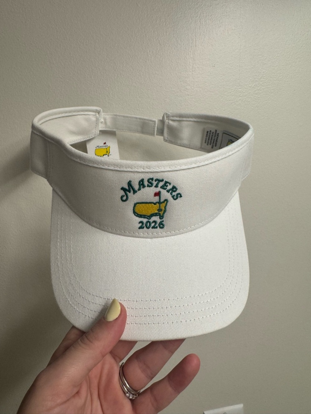 Authentic NWT Masters White Visor with Green and Yellow Logo